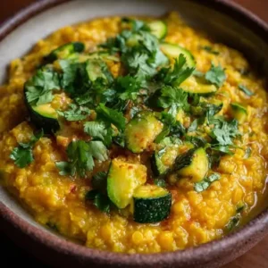 Dahl de Lentilles Corail, Courgettes et Gingembre