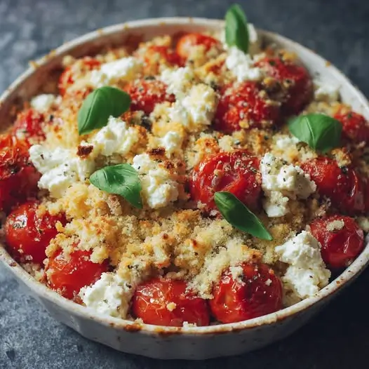 Crumble Salé aux Tomates Cerises, Basilic et Ricotta
