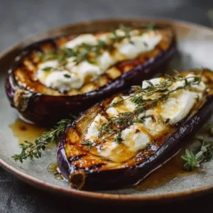 Aubergines Farcies au Fromage de Chèvre et Miel
