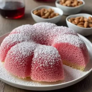 Moelleux rose aux biscuits de Reims et amandes