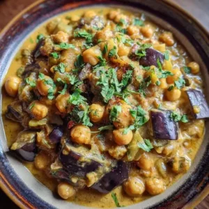 Curry de Pois Chiches, Raisins Secs et Aubergines