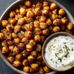 Pois chiches grillés et crème de yaourt citronné