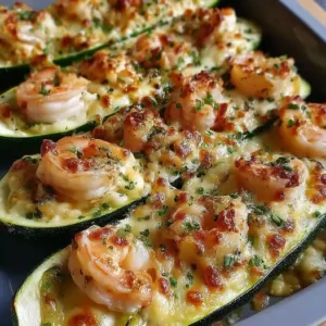 Courgettes Gratinées aux Crevettes et à l’Ail