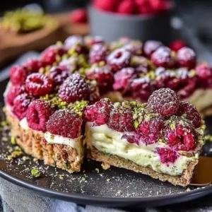Tarte Framboises Pistache et Crème Vanille