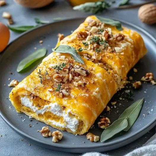 Roulé de Butternut, Chèvre et Noix