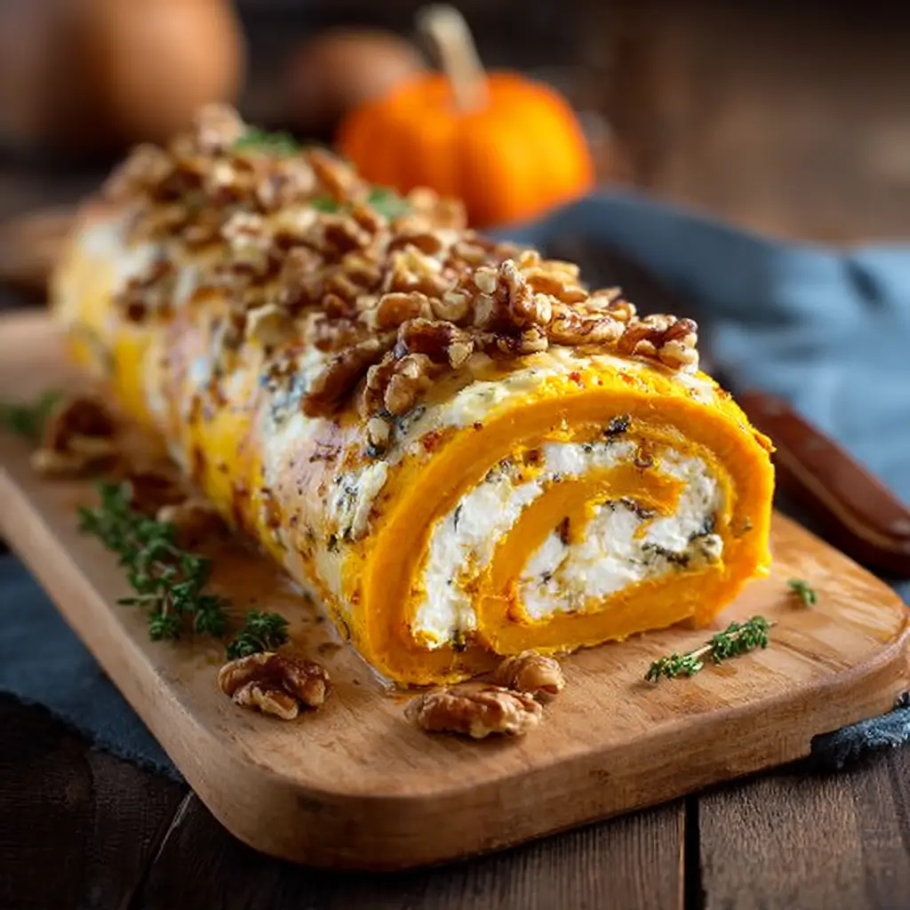 Roulé de Butternut, Chèvre et Noix