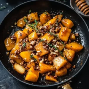 Poêlée Automnale de Butternut et Pommes Caramélisées au Thym Croustillant