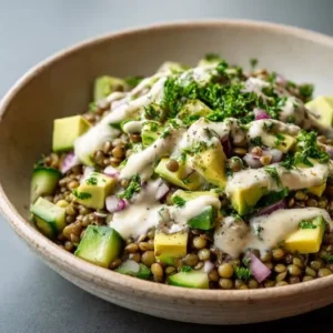 Bol de Lentilles, Avocat et Sauce Tahini