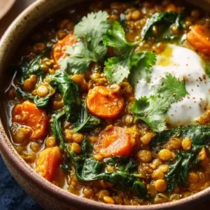 Dahl de Lentilles aux Épinards et Carottes