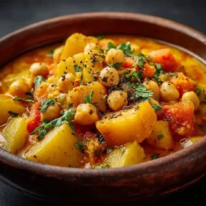 Ragoût de courge, pommes de terre et pois chiches au curcuma
