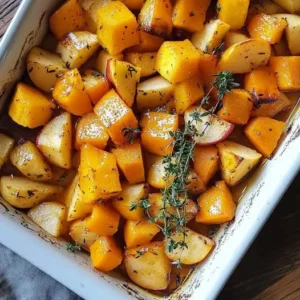 Rôti de Courge Butternut et Pommes au Miel et Thym