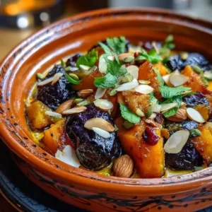 Tajine de Potiron, Pruneaux et Amandes: Le Voyage Gourmand de l'Automne