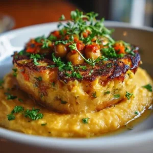 Parmentier de Butternut et Pois Chiches, Purée Safranée