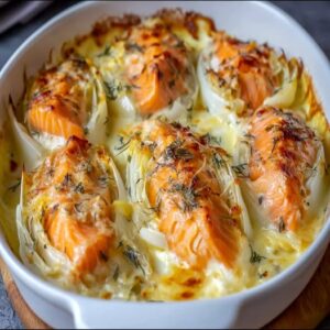 Gratin d’Endives au Saumon Fumé, Crème Citronnée et Fromage
