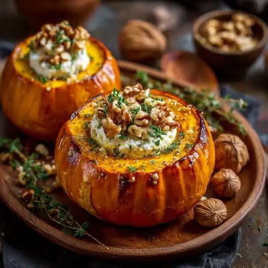 Potimarron Farci au Chèvre et Noisettes