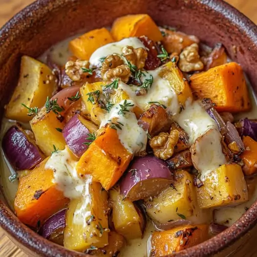 Ragoût de Légumes d'Automne avec Sauce Noix et Chèvre