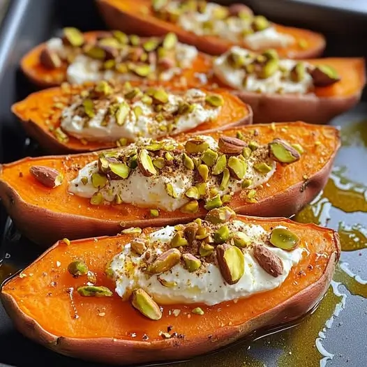 Patate Douce Rôtie au Miel, Ricotta et Pistaches