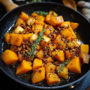 Poêlée Automnale de Butternut et Pommes Caramélisées au Thym Croustillant