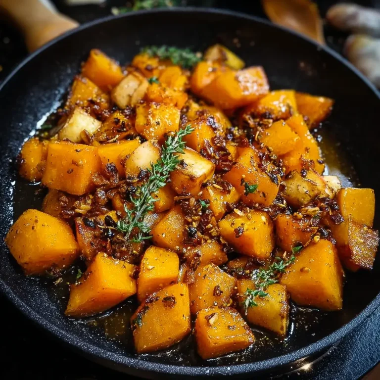 Poêlée Automnale de Butternut et Pommes Caramélisées au Thym Croustillant