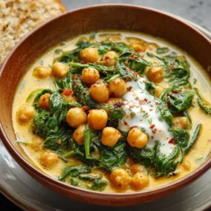 Ragoût de Pois Chiches et Épinards au Lait de Coco