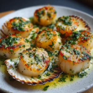 Coquilles Saint-Jacques au beurre d'ail et persil