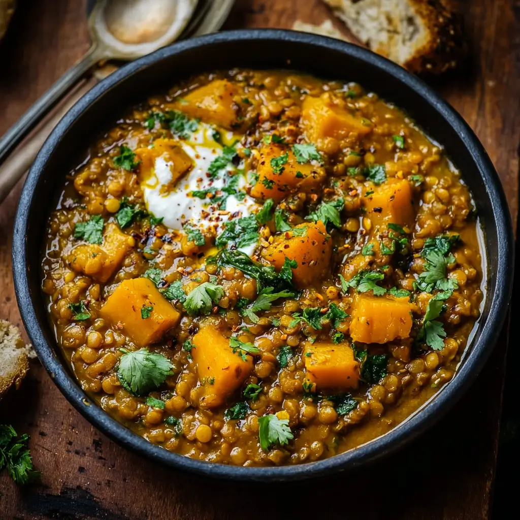 Curry de Lentilles Corail et Butternut à la Crème de Coco
