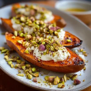 Patate Douce Rôtie au Miel, Ricotta et Pistaches