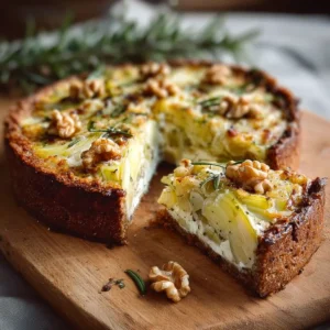 Cake aux Poireaux, Chèvre, Noix et Romarin