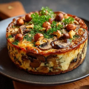 Cake aux Champignons, Comté, Noisettes et Persil Plat