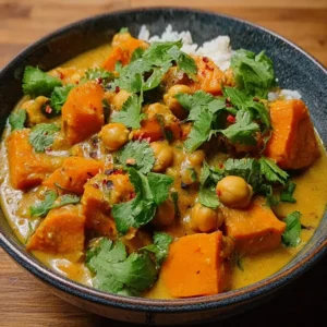 Curry de Patates Douces et Pois Chiches au Lait de Coco