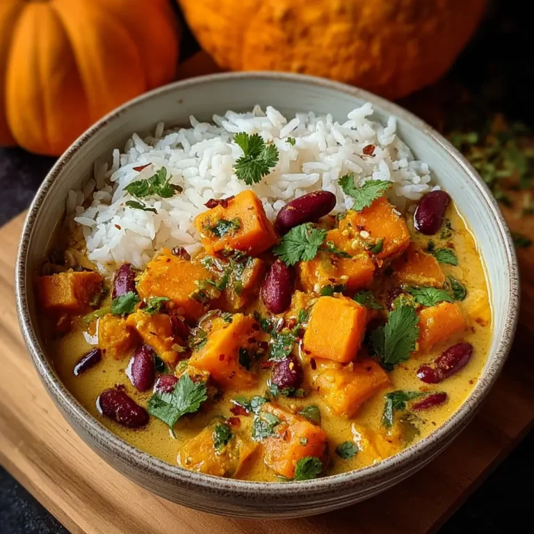 Curry Végétarien de Potimarron et Haricots Rouges au Lait de Soja