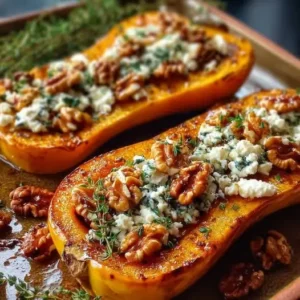 Bateaux de Courge Butternut Rôtie au Feta et aux Noix
