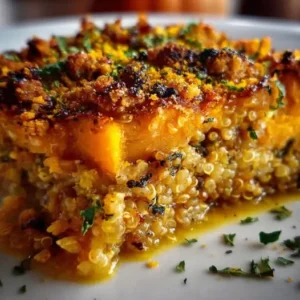 Parmentier de Potimarron et Quinoa, Crumble au Curcuma