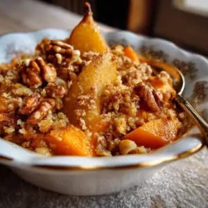 Crumble Automnal : Patate Douce, Poires et Noix,