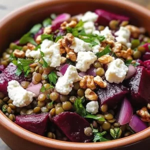 Salade Tiède de Lentilles, Betteraves Rôties et Fromage de Brebis