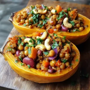 Rôti de Butternut Farcie aux Légumineuses et Curry