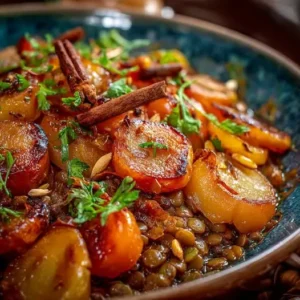 Tajine de Coings, Lentilles et Carottes à la Cannelle
