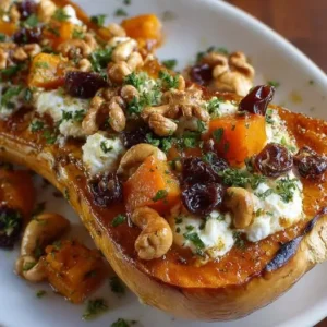 Potimarron Farci au Chèvre, Raisins Secs et Cajou
