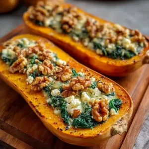 Courges Butternut Farcies aux Épinards, Feta et Noix