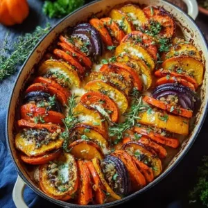 Tian Arc-en-ciel de Potimarron, Patate Douce et Carottes
