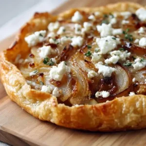 Tarte Rustique aux Poires, Oignons Caramélisés et Chèvre Frais
