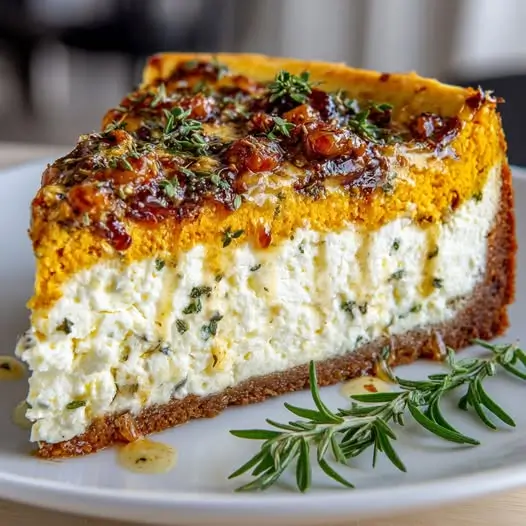 Cheesecake Salé à la Courge, Chèvre et Herbes Fraîches