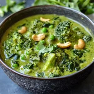 Curry de Brocoli, Épinards et Pois au Lait de Coco