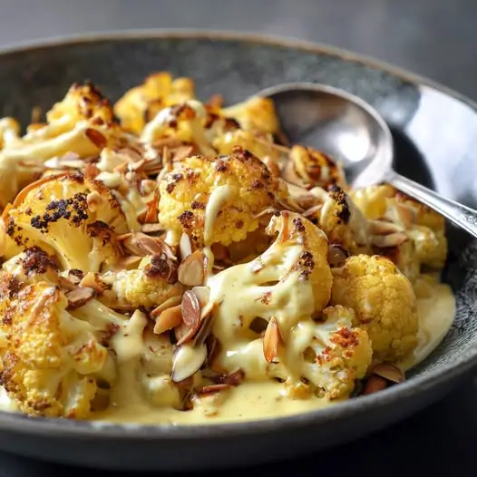 Chou-Fleur Rôti, Crème au Curry et Amandes