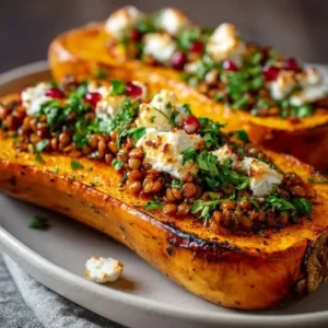 Butternut Farcie Lentilles Corail et Chèvre Crémeux