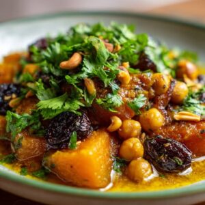Tajine de Courge, Pruneaux et Pois Chiches