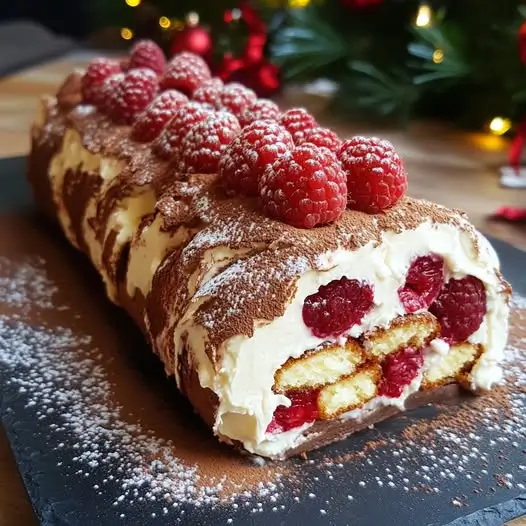 Bûche Tiramisu aux Framboises