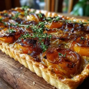 Tarte Rustique Courge, Oignons Confits et Thym