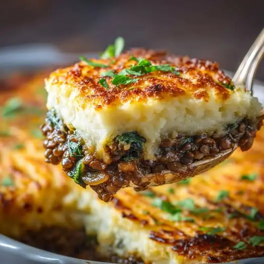 Parmentier de Panais, Lentilles et Oignons Caramélisés