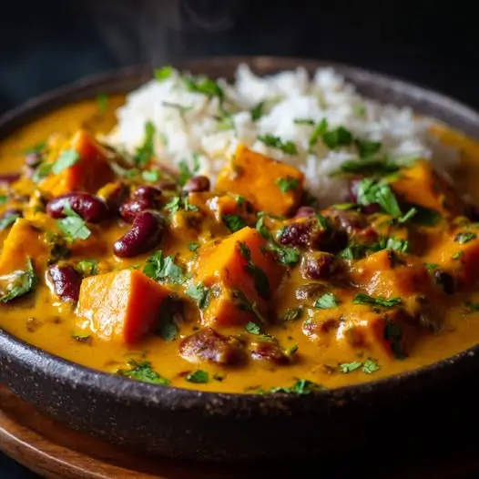 Curry Crémeux : Courge Butternut et Haricots Rouges au Lait de Coco